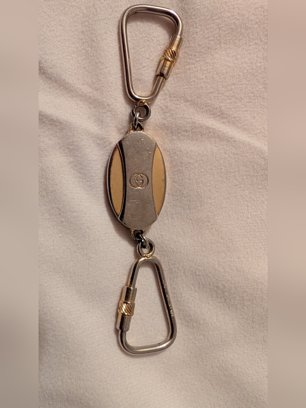 Gucci Keychain Double Carabiner Hook Vintage Silver & Gold With COA GUC